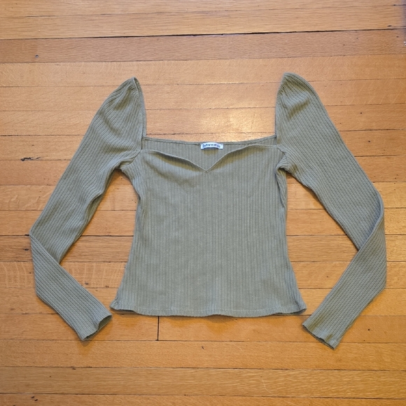 Reformation Tops - Reformation, Square Neck Ribbed Cropped Top, Sage Green, VGUC, Women's M